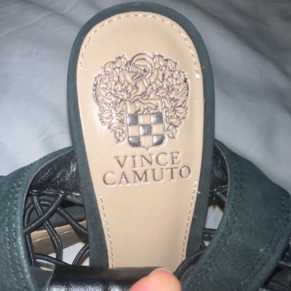 Vince Camuto Evel Caged Sandal Heel Black Suede 7.5 - Picture 8 of 10